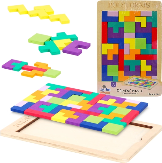 Puzzle din lemn – joc geometric creativ pentru copii