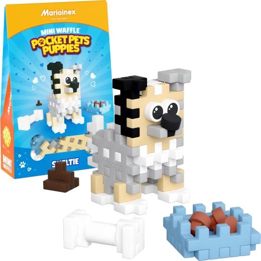 Set de construcție Mini Waffle Pocket Pets – cățeluș Sheltie de la Marioinex