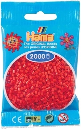 Mărgele Hama mini de călcat, roșii, 2000 buc.