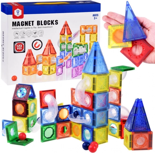 Set de construcție magnetică circuit cu 123 piese