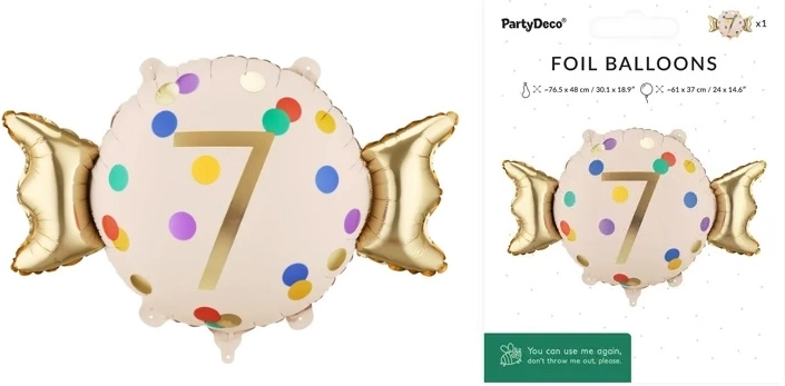 Balon din folie Bonbon cu cifra 7 (mix de culori)