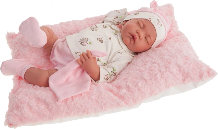 Păpușă bebeluș realistă Luna cu corp moale - 42 cm