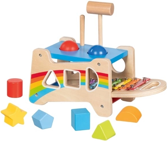 3 în 1: banc de bătut, sortator și xilofon