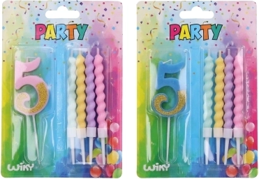 Lumânare pentru petrecere numărul 5 cu lumânări suplimentare