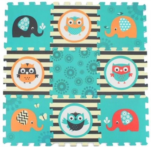 SUN TA TOYS Puzzle din spumă Bufnițe și elefanți (29x29)