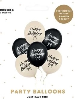 Baloane Strong „Happy B-day” cu fundițe, mix de culori, 30 cm