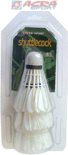 ACRA fluturași de badminton cu pene albi - set 3 bucăți