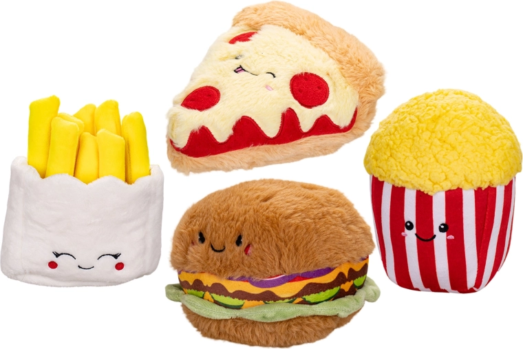 Delicatese sărate din pluș – set de 4 buc. (15–18,5 cm)