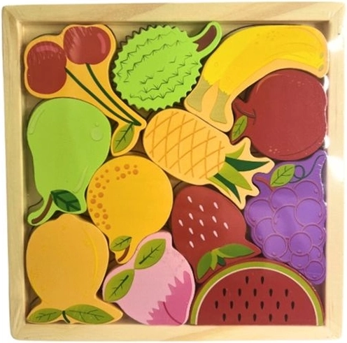 Puzzle din lemn cu fructe și legume