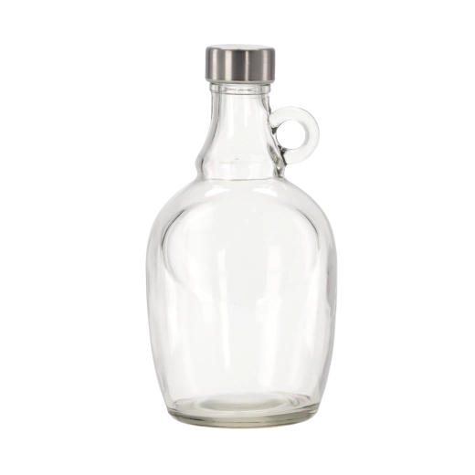Sticlă de sticlă cu toartă 1 l cu capac metalic înșurubabil