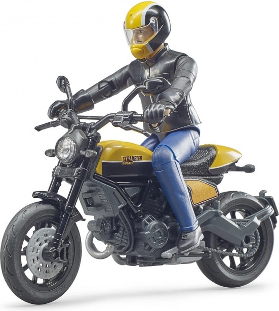 Bruder bworld motocicletă Scrambler DUCATI Cafe Racer cu motociclist 1:16