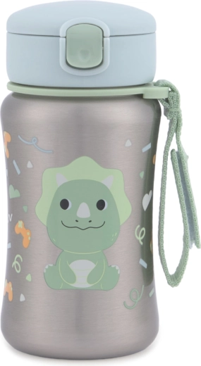 Skip Hop sticlă din inox cu pai pentru apă Besties Squad Dino 350 ml