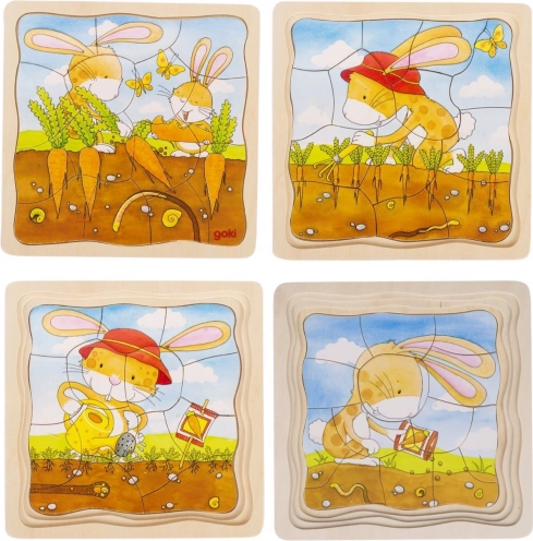 puzzle stratificat din lemn, strat de legume – dezvoltarea morcovului (goki)