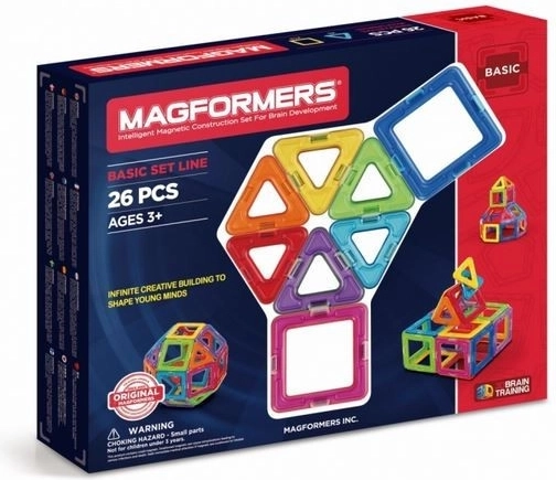 Set de construcție magnetică, set de bază cu 26 piese