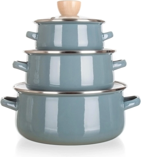 Set de oale emailate Natural Olive, 6 piese