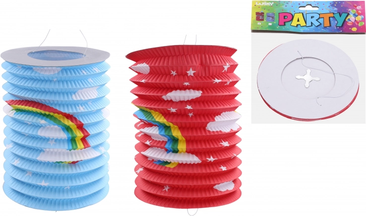Lampion cilindru Curcubeu 15 cm