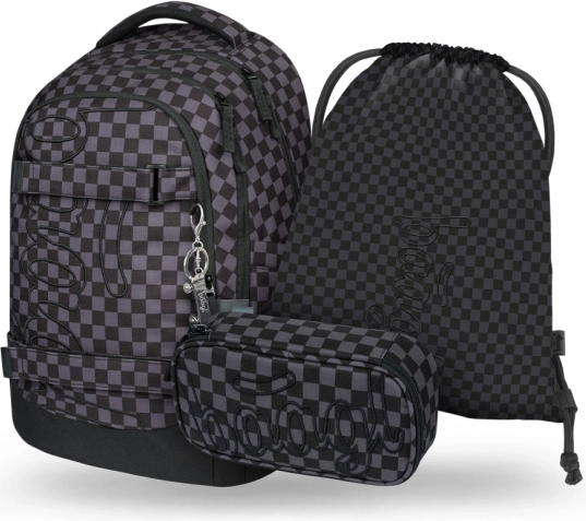 Set de rechizite BAAGL Skate Max gri: rucsac, penar și săculeț