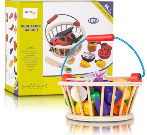 Coșuleț din lemn cu legume pentru tăiat