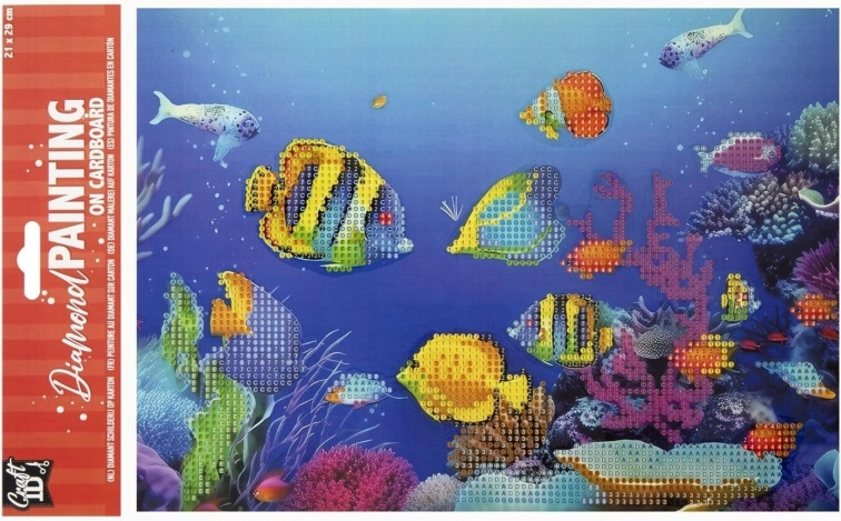 Pictură cu diamante pe placă Peștișori 29 × 21 cm