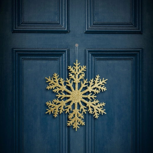 Decorațiune de Crăciun suspendată, fulg de nea auriu, 31 cm