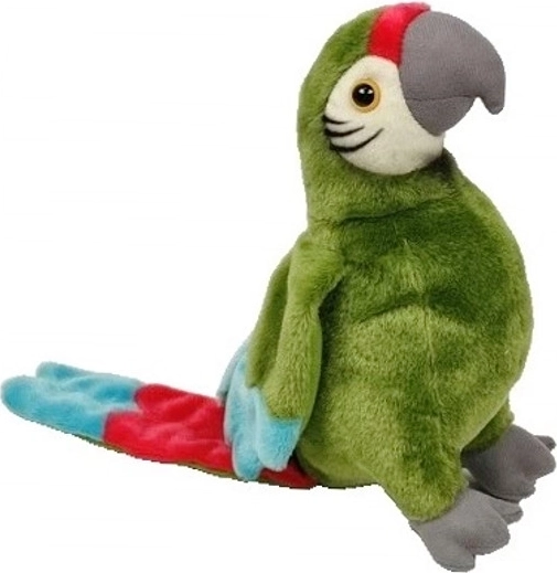 Papagal ara de pluș verde măsliniu, 25 cm