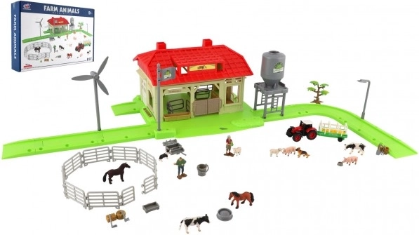 Set de fermă de casă cu animale și tractor