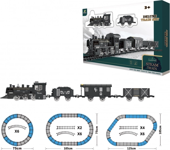 Set tren cu efect de fum și sunet, șină 125 × 105 cm
