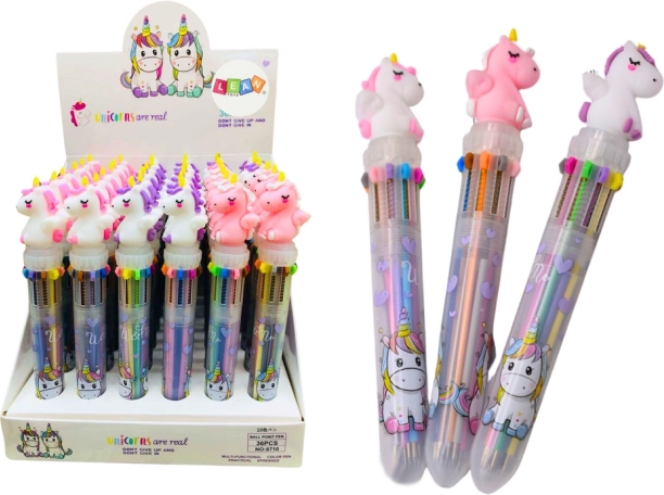 pix cu bilă multicolor cu unicorn, automat, 10 culori