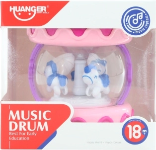 tobă roz pentru copii cu baterii, lumini și melodii