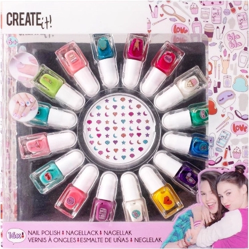 Create It! lacuri de unghii – set 16 culori cu decorațiuni