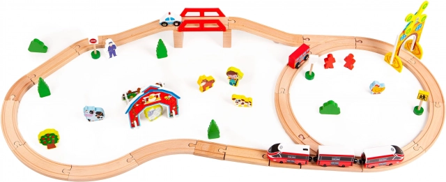 Calea ferată din lemn cu baterii - Ferma Ecotoys