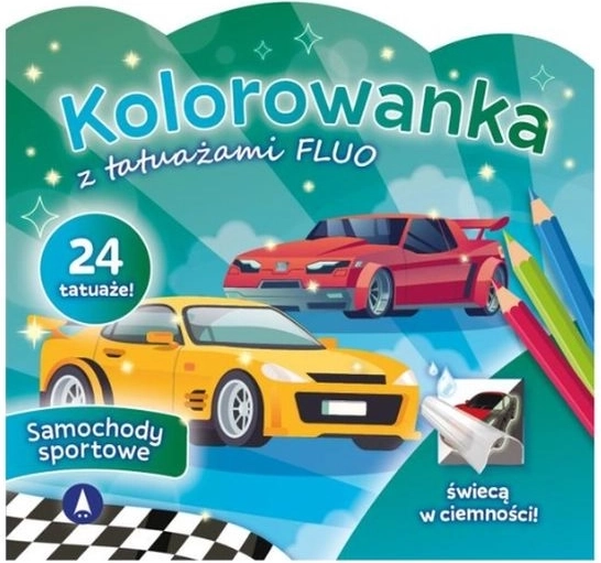 Carte de colorat cu tatuaje fluorescente – mașini sport
