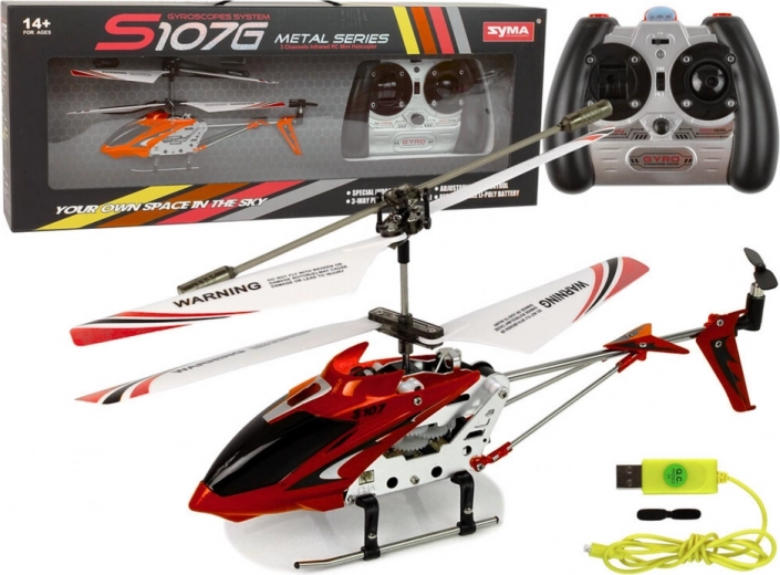 Elicopter RC cu giroscop SYMA S107G roșu