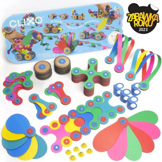 Clixo Wheel Creator set de construcție magnetică 72 piese