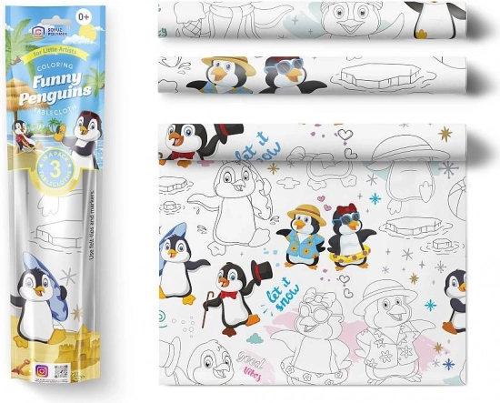 Fețe de masă de colorat 3 buc - Pinguini veseli