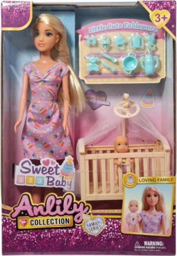 Set păpușă cu bebeluș și accesorii