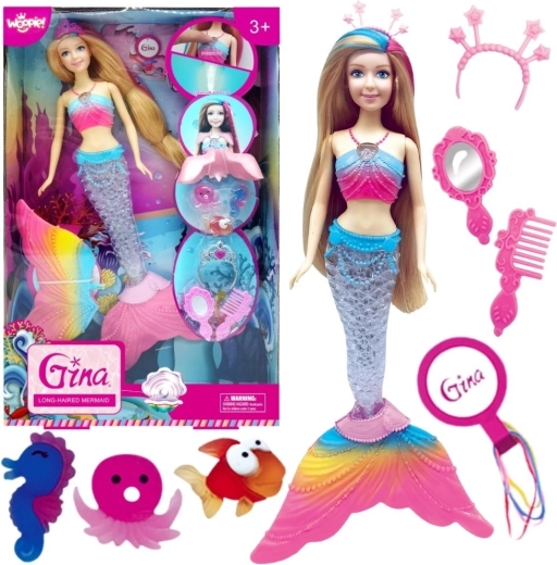 WOOPIE Sirena Gina cu coadă curcubeu și accesorii