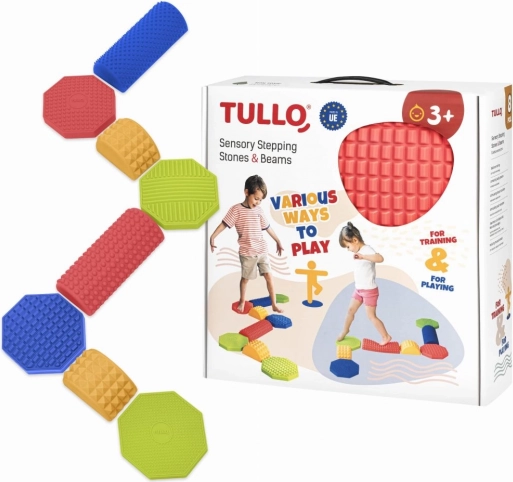 Pistă senzorială de echilibru – set combinat cu 8 piese