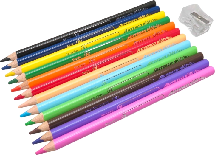 Creioane colorate pastel jumbo – set 12 buc + ascuțitoare