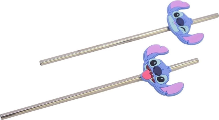 Stor set de paie din oțel inoxidabil Stitch - 2 buc