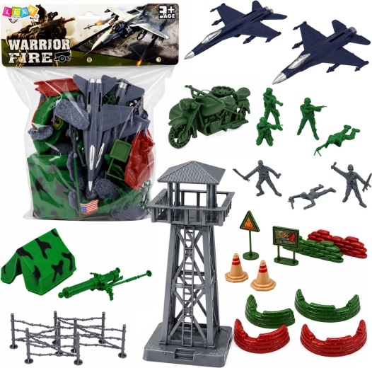 Set militar pentru copii 72 de piese – soldați, avioane, turn și accesorii