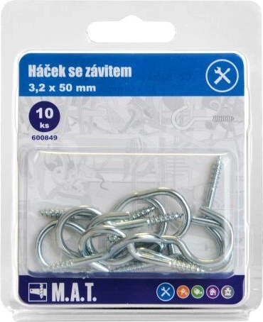 Cârlig cu filet 50 × 3,2 mm, galvanizat (10 buc)