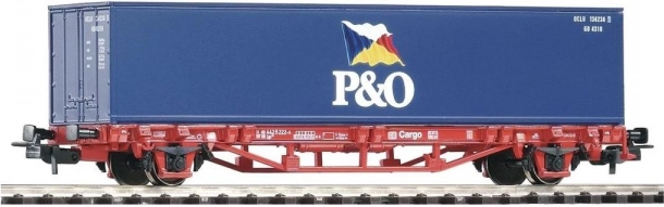 Vagon platformă PIKO Lgs579 cu container P&O de 40 ft, DB AG, H0 (epoca V)