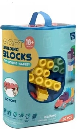 Cuburi de construcție moi pentru copii – 80 buc.