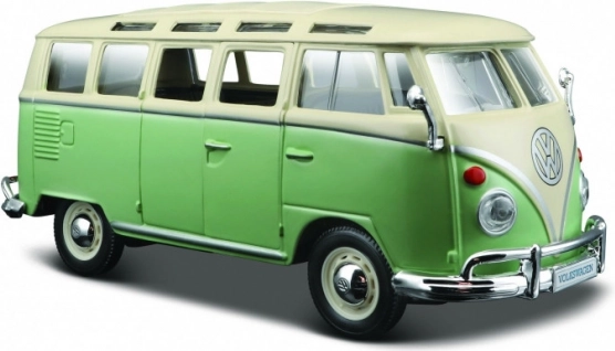 Model metalic Volkswagen Van Samba bej‑verde 1:24