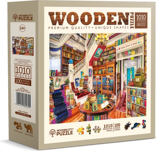 Puzzle din lemn cu dorință în bibliotecă