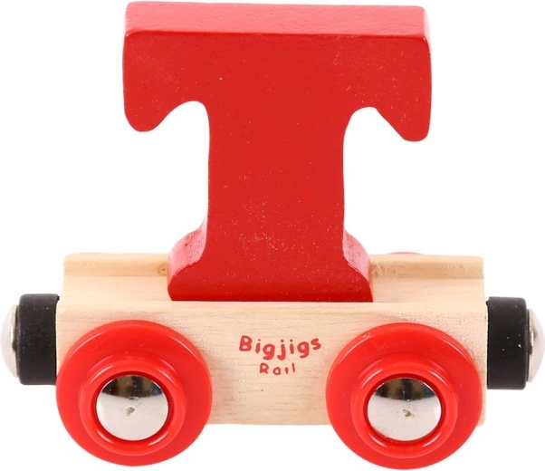 Vagon din lemn Bigjigs Rail cu litera T
