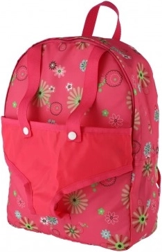 Rucsac roz cu suport pentru păpușă cu model floral