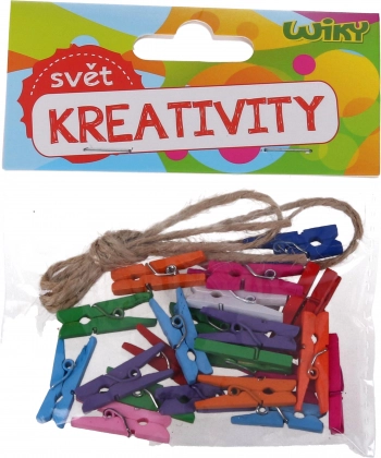 Clemă mini colorate 2,5 cm cu sfoară, 25 buc.