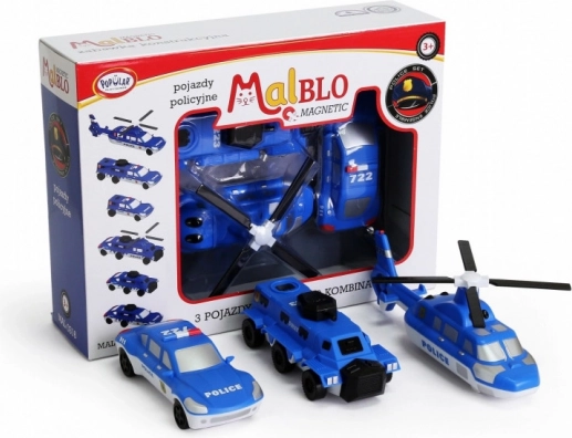Vehicule de poliție magnetice MalBlo – set de construcție creativ pentru copii